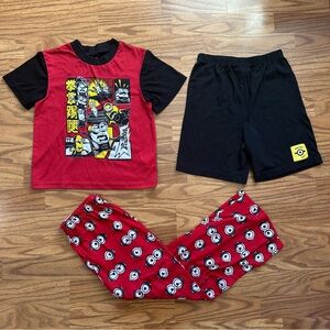 3pc Minions Boys Size 8 Short Sleeve Shorts Pants The Rise Of Gru Pajamas GUC!